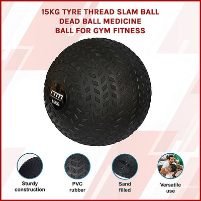 15kg Tyre Thread Slam Ball Dead Ball Medicine Ball for Gym Fitness Payday Deals