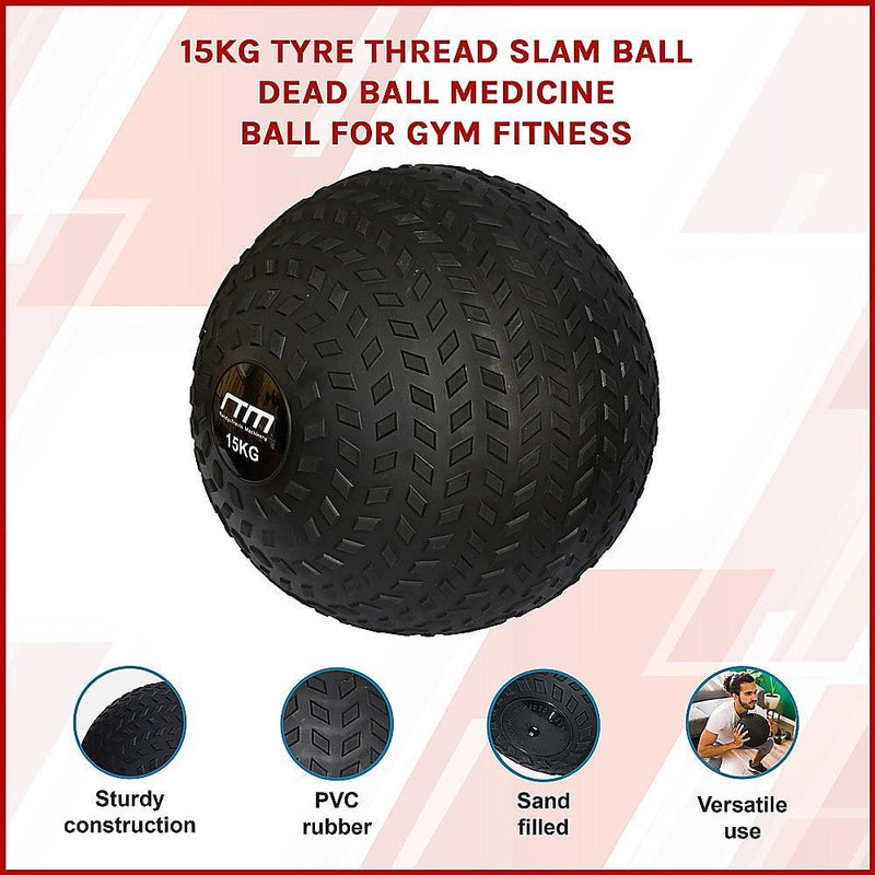 15kg Tyre Thread Slam Ball Dead Ball Medicine Ball for Gym Fitness Payday Deals