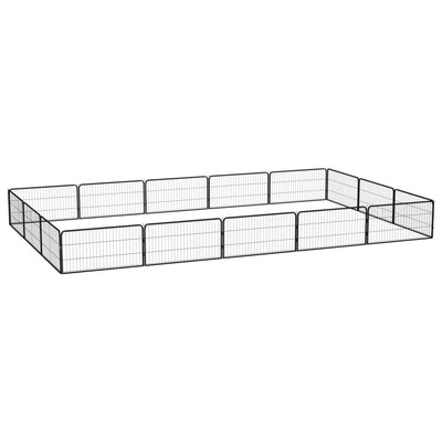 16-Panel Dog Playpen Black 100x50 cm Powder-coated Steel
