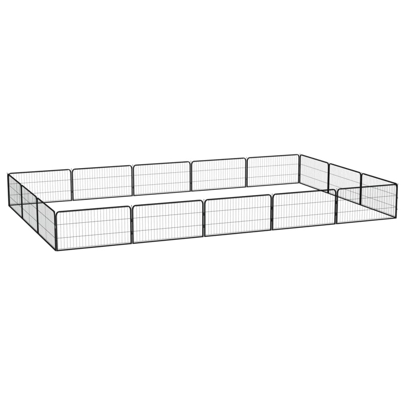 16-Panel Dog Playpen Black 100x50 cm Powder-coated Steel Payday Deals