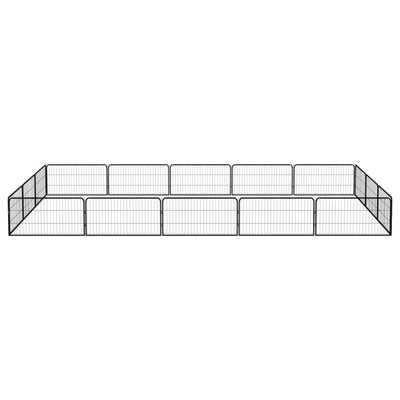 16-Panel Dog Playpen Black 100x50 cm Powder-coated Steel Payday Deals