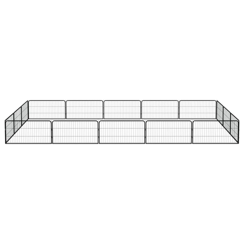 16-Panel Dog Playpen Black 100x50 cm Powder-coated Steel Payday Deals