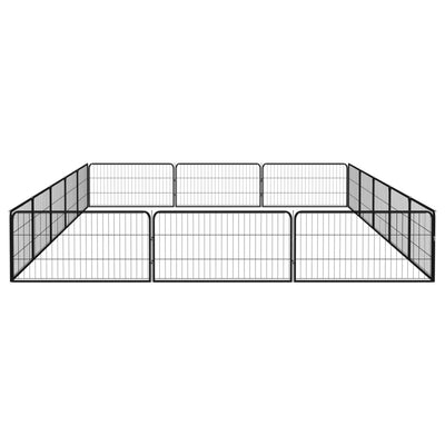 16-Panel Dog Playpen Black 100x50 cm Powder-coated Steel Payday Deals