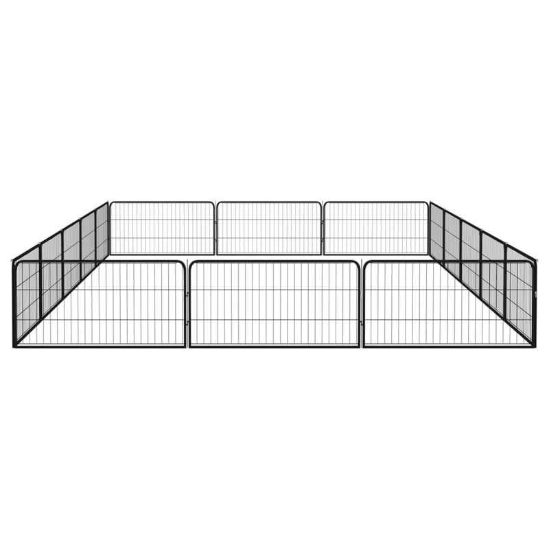 16-Panel Dog Playpen Black 100x50 cm Powder-coated Steel Payday Deals