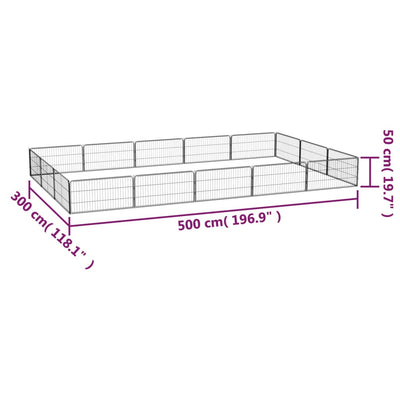16-Panel Dog Playpen Black 100x50 cm Powder-coated Steel Payday Deals