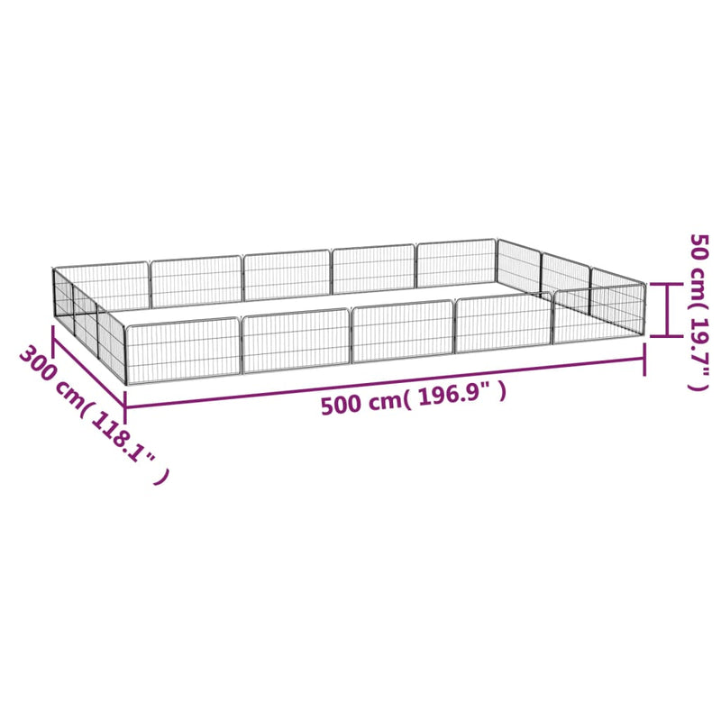 16-Panel Dog Playpen Black 100x50 cm Powder-coated Steel Payday Deals