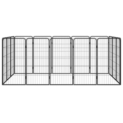 16-Panel Dog Playpen Black 50x100 cm Powder-coated Steel Payday Deals