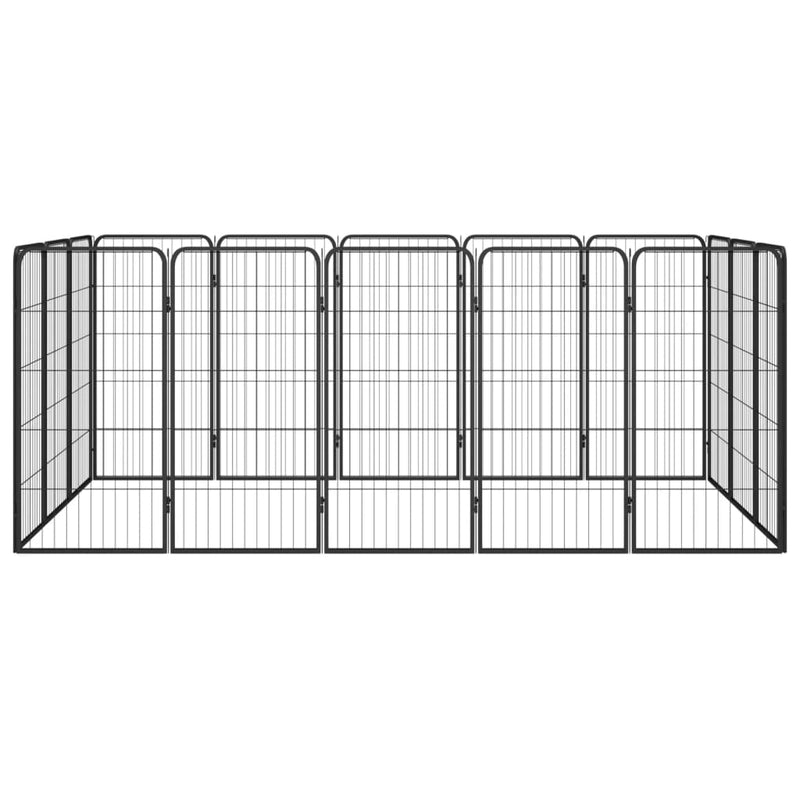 16-Panel Dog Playpen Black 50x100 cm Powder-coated Steel Payday Deals