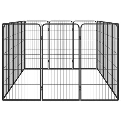16-Panel Dog Playpen Black 50x100 cm Powder-coated Steel Payday Deals