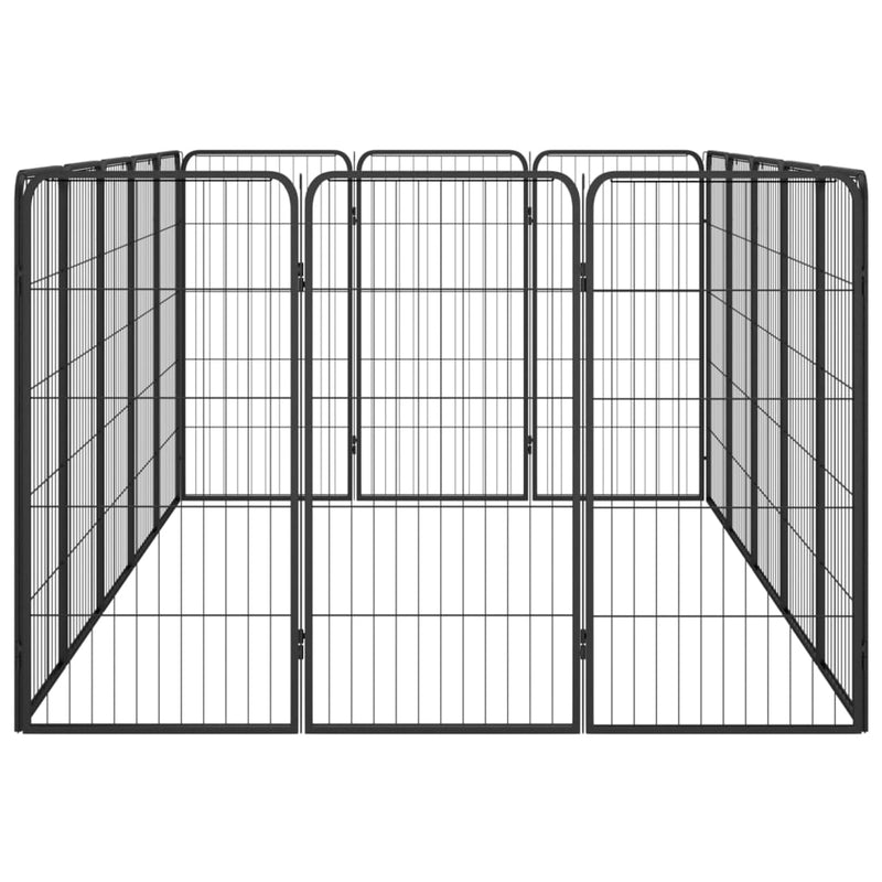 16-Panel Dog Playpen Black 50x100 cm Powder-coated Steel Payday Deals