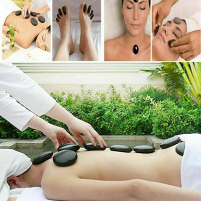 16 Pcs Hot Massage Basalt Stone Volcanic Stones Kit Rock SPA Oiled Massager Salon Payday Deals