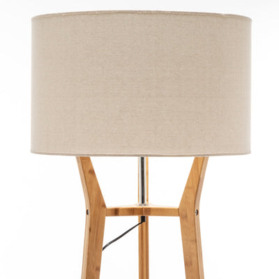 168cm Large Bamboo Wooden Tripod Floor Lamp Light Modern Linen Shade w Shelves Payday Deals