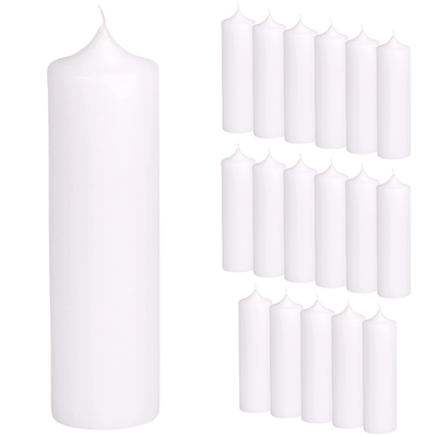 16x Premium Church Candle Pillar Candles White Unscented Lead Free 90Hrs - 7*20cm Payday Deals