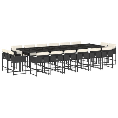 17 Piece Garden Dining Set with Cushions Black Poly Rattan Payday Deals