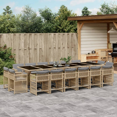 17 Piece Garden Dining Set with Cushions Mix Beige Poly Rattan Payday Deals