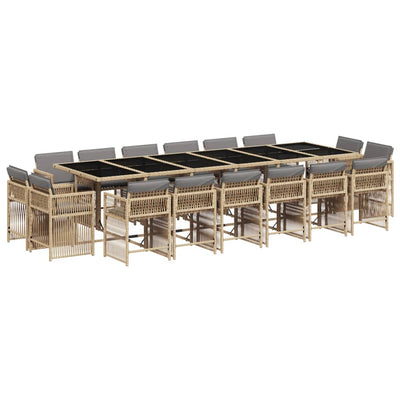 17 Piece Garden Dining Set with Cushions Mix Beige Poly Rattan Payday Deals