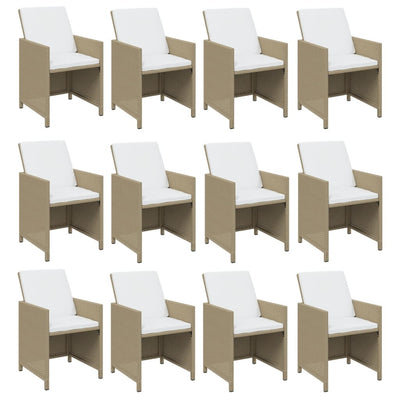 17 Piece Garden Dining Set with Cushions Poly Rattan Beige Payday Deals