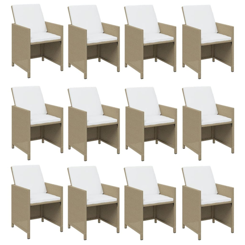17 Piece Garden Dining Set with Cushions Poly Rattan Beige Payday Deals
