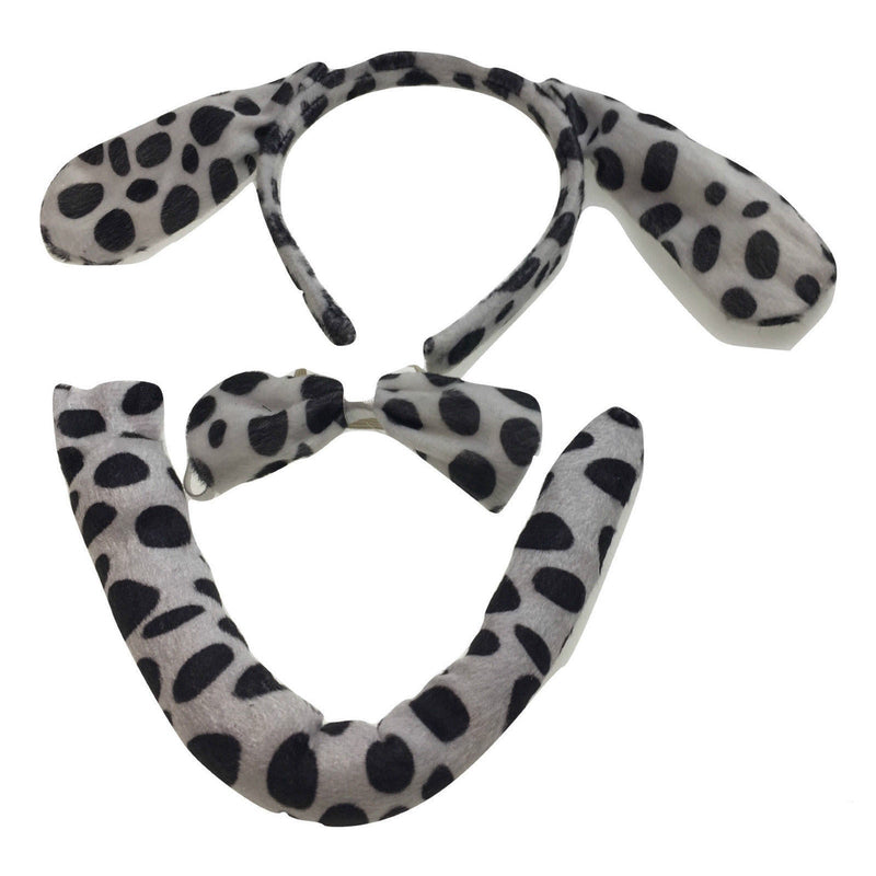 3pcs DOG EAR HEADBAND w Bow Tail Animal Costume Halloween Party Hair Dalmatian