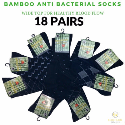 18 Pairs BAMBOO SOCKS Mens Loose Top Natural Business Work Socks Cushion BULK Payday Deals