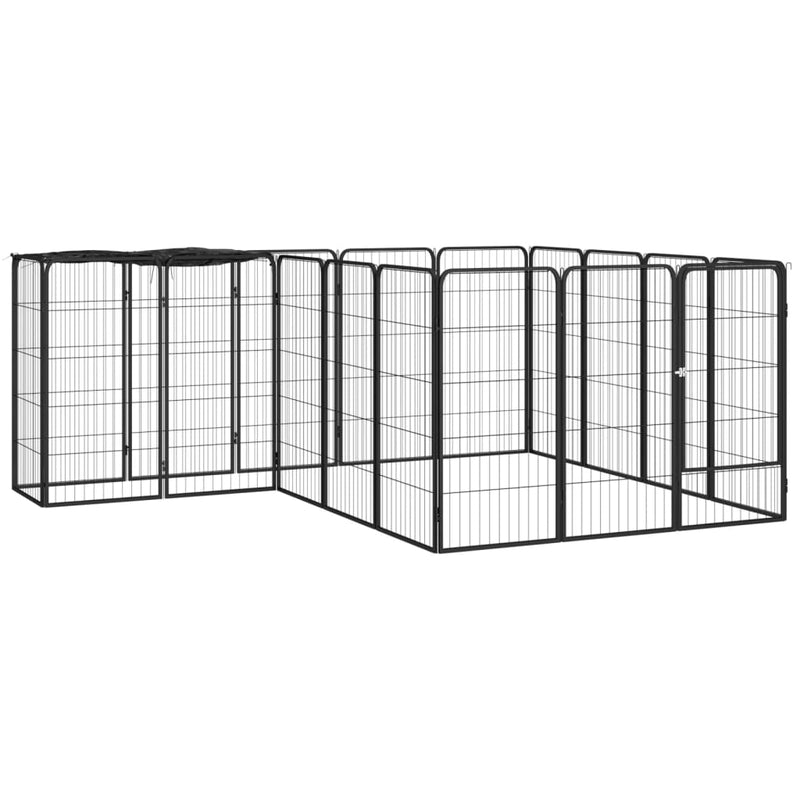 18-Panel Dog Playpen Black 50x100 cm Powder-coated Steel Payday Deals