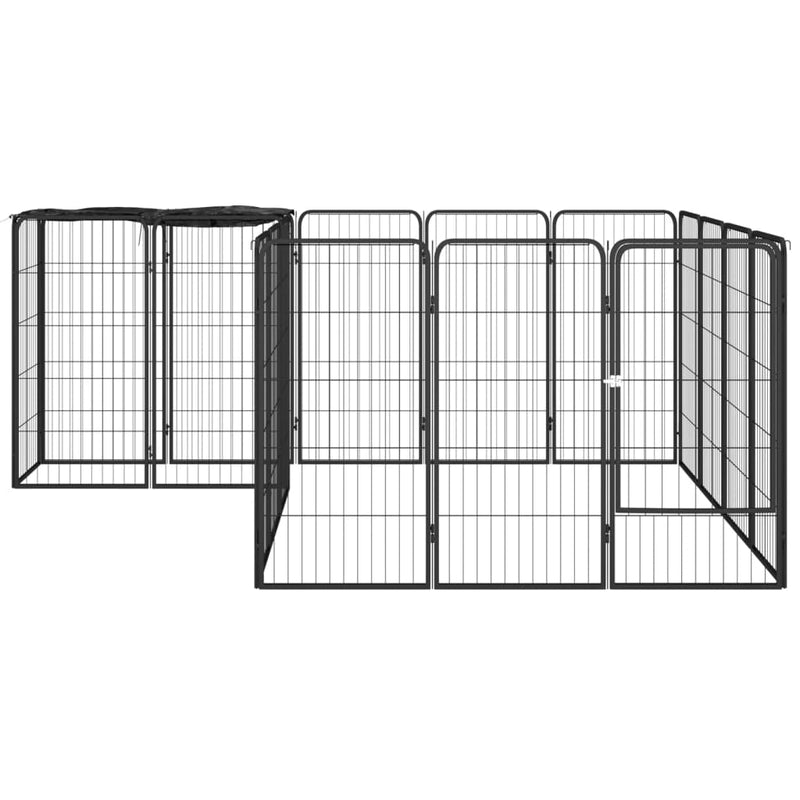 18-Panel Dog Playpen Black 50x100 cm Powder-coated Steel Payday Deals