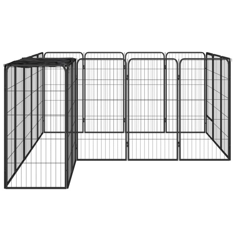 18-Panel Dog Playpen Black 50x100 cm Powder-coated Steel Payday Deals