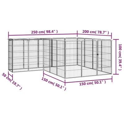 18-Panel Dog Playpen Black 50x100 cm Powder-coated Steel Payday Deals