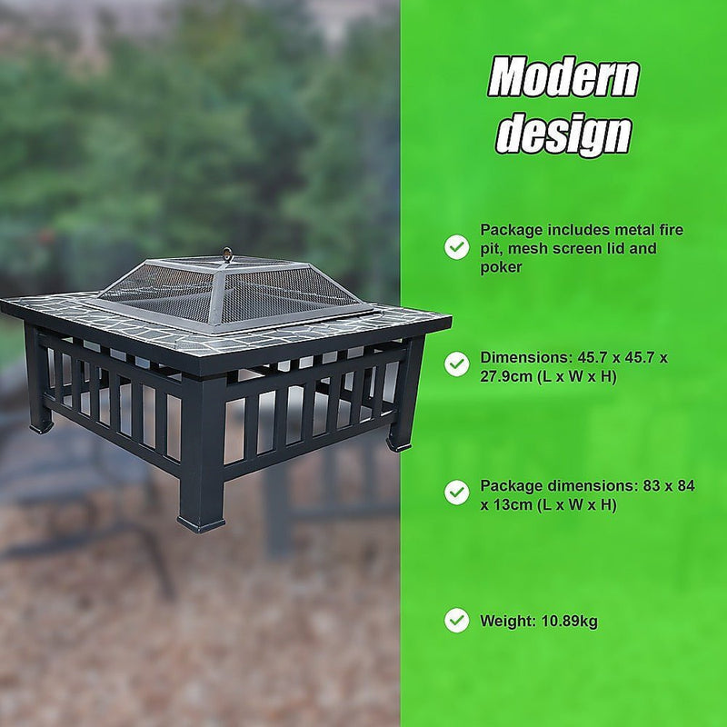 18" Square Metal Fire Pit Outdoor Heater Payday Deals