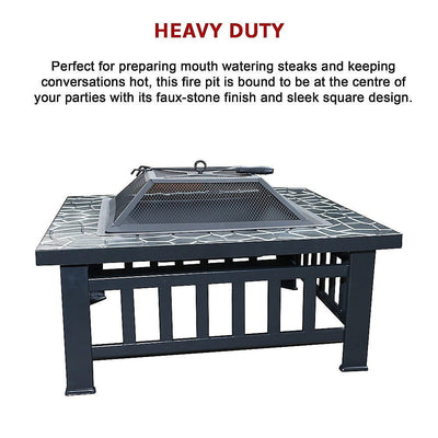 18" Square Metal Fire Pit Outdoor Heater Payday Deals