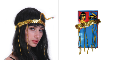 CLEOPATRA HEADPIECE Egyptian Beaded Headband Headdress Fancy Costume Sequin