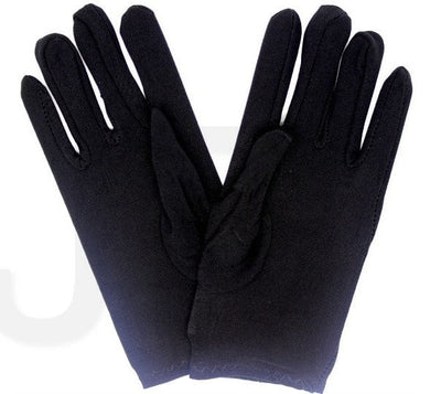 Ladies SHORT GLOVES Costume Party Wedding Bridal Fancy Dress Prom Stretchy - Black - One Size
