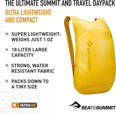 18L Foldable Outdoor Ultra-Sil Nano Daypack Rucksack Travel Bag - Yellow Payday Deals