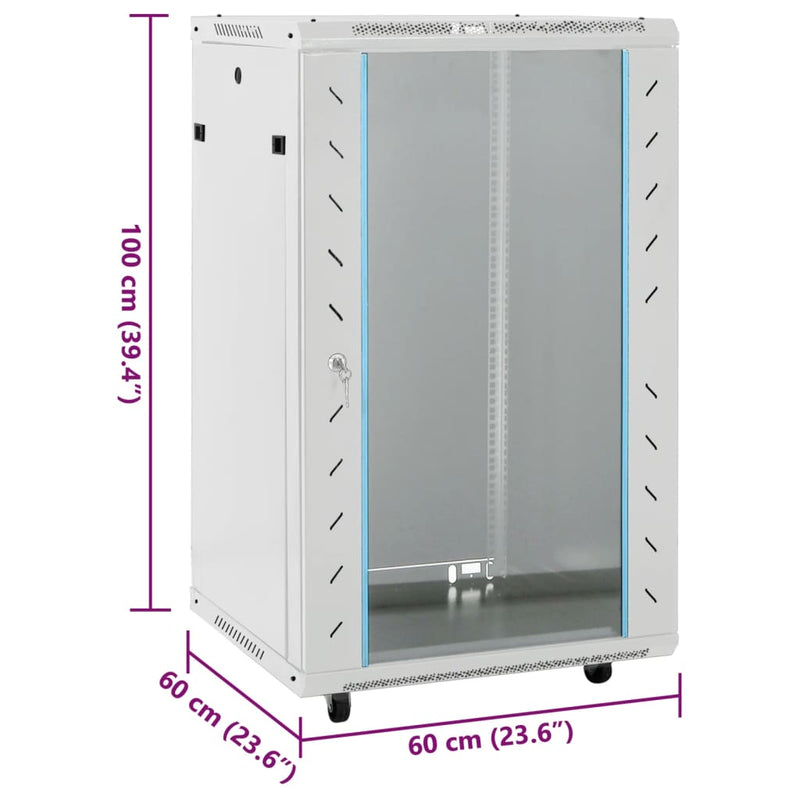 18U Network Cabinet 19" IP20 Grey 60x60x100 cm Payday Deals