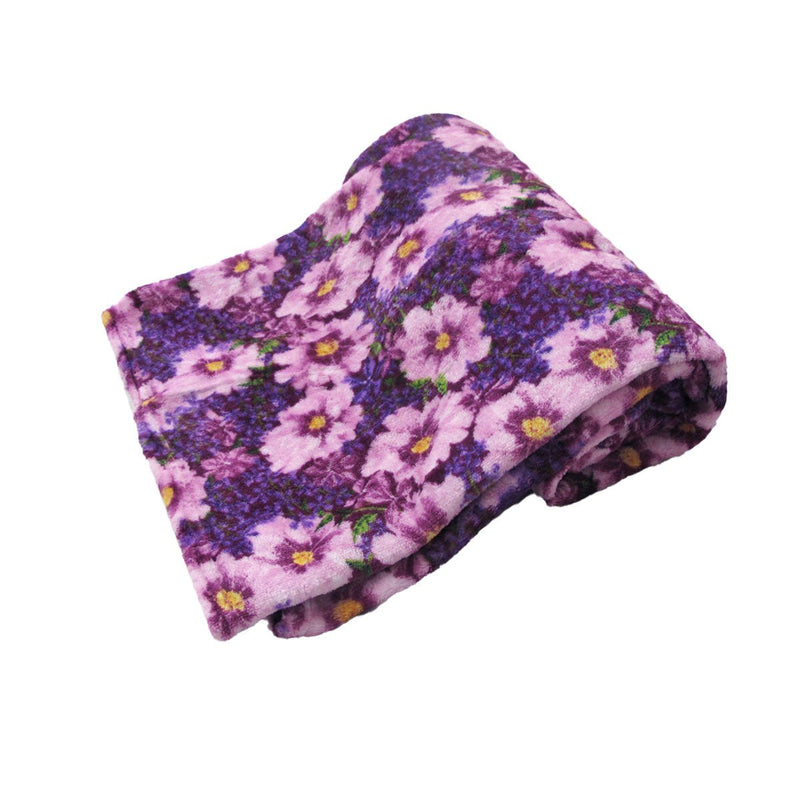 190GSM Fashion Printed Ultra Soft Coral Fleece Throw 127 x 152cm Floral Purple Payday Deals