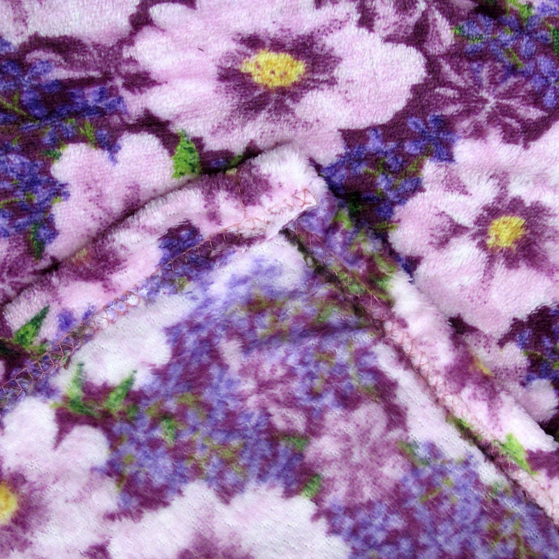 190GSM Fashion Printed Ultra Soft Coral Fleece Throw 127 x 152cm Floral Purple Payday Deals