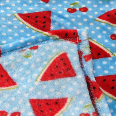 190GSM Girls Cute Ultra Soft Coral Fleece Throw 127 x 152cm Watermelon & Cherries Payday Deals