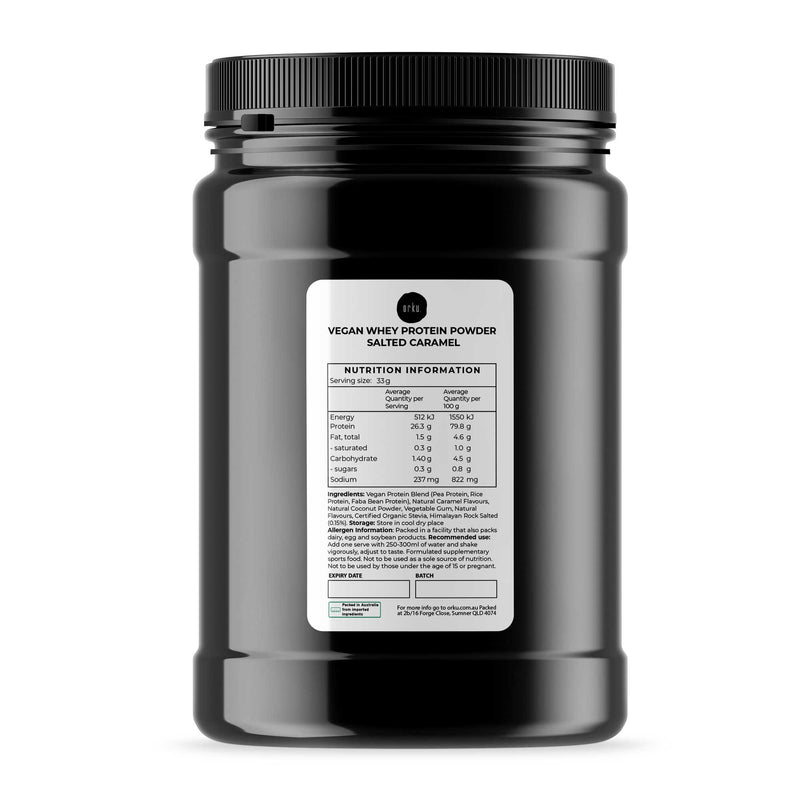 1Kg Vegan Whey Protein Powder Blend - Salted Caramel Plant WPI/WPC Supplement Jar Payday Deals