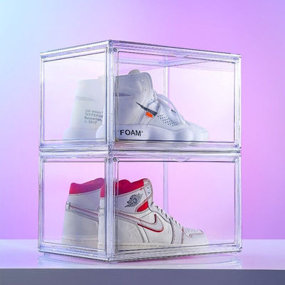 1PC Ultra-clear sneaker storage magnetic side display acrylic shoe box shoe box Payday Deals