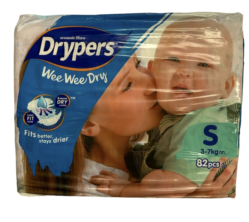 1pk 82 Drypers Baby Wee Wee Dry Nappies Nappy Diapers - Small 3-7Kg Diapers Payday Deals