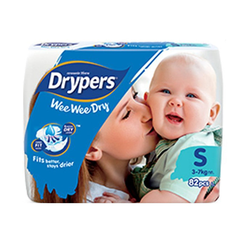 1pk 82 Drypers Baby Wee Wee Dry Nappies Nappy Diapers - Small 3-7Kg Diapers Payday Deals