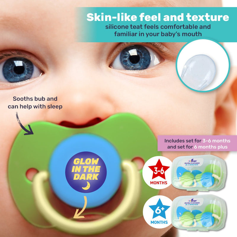 1st Steps 24PCE Orthodontic Pacifiers Glow In The Dark With Case  3-6+ Months Payday Deals