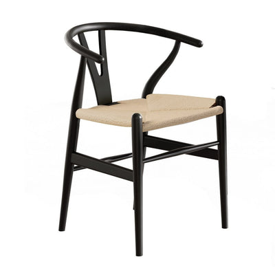 1x Artiss Dining Chair Wooden Rattan Wishbone Black Payday Deals