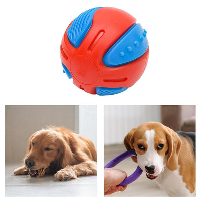 1x Dog Squeaky Ball Fun Training Indestructible Tooth Cleaning Puppy 8cm Payday Deals