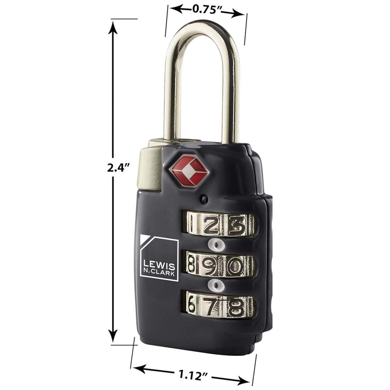 1x Lewis N Clark TSA Combi Lock Travel Luggage Padlock - Black Payday Deals