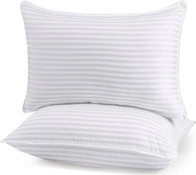 1x Premium 100% Cotton Pillow with Cover Filled Durable Soft Standard - 48x74cm