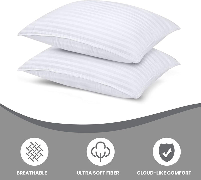 1x Premium 100% Cotton Pillow with Cover Filled Durable Soft Standard - 48x74cm Payday Deals