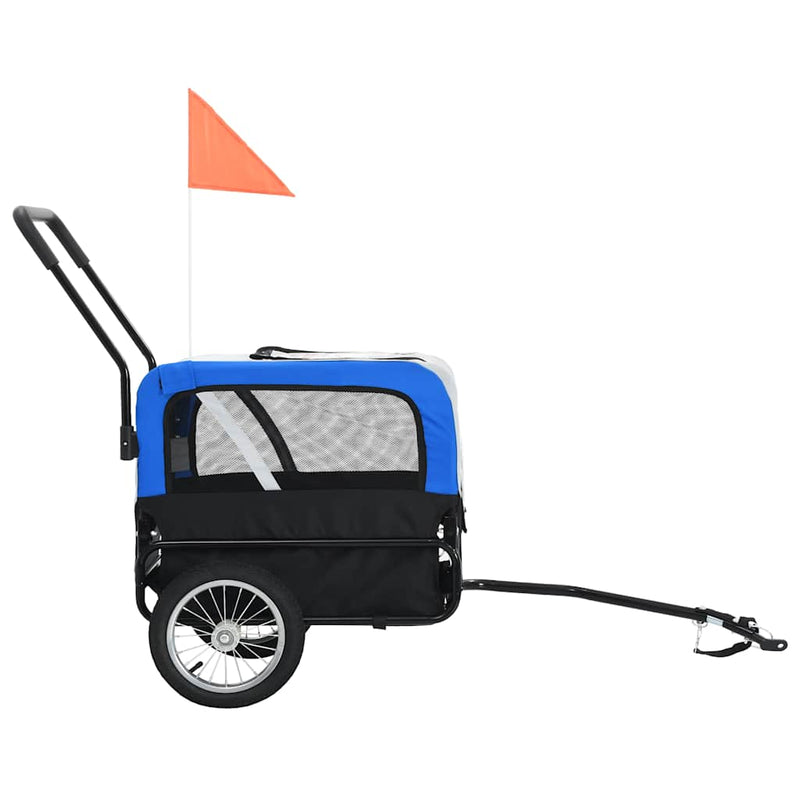 2-in-1 Pet Bike Trailer & Jogging Stroller Grey and Blue Payday Deals