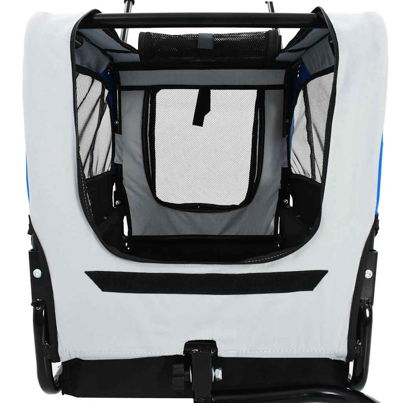2-in-1 Pet Bike Trailer & Jogging Stroller Grey and Blue Payday Deals