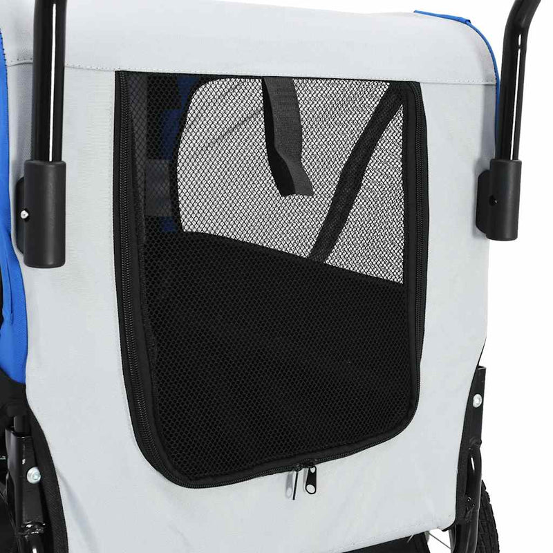 2-in-1 Pet Bike Trailer & Jogging Stroller Grey and Blue Payday Deals